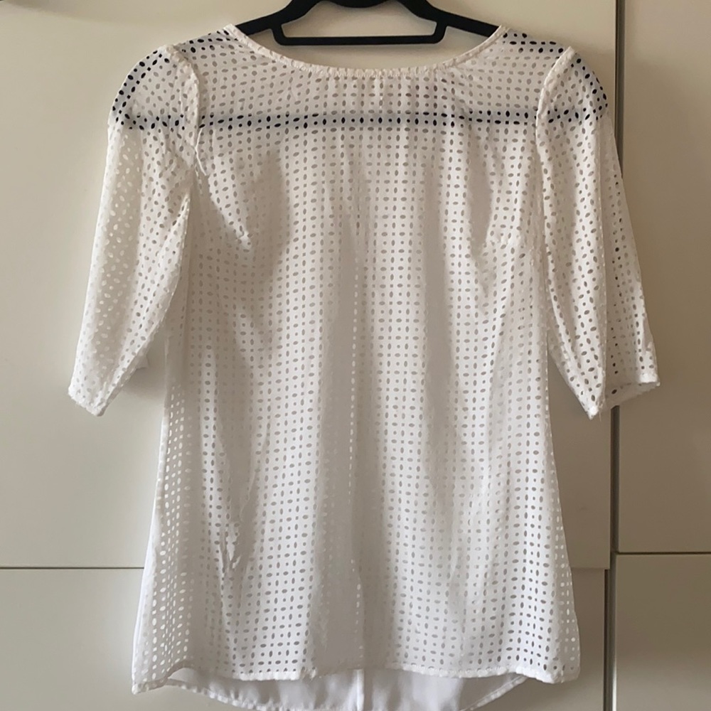 Laser cut white blouse by banana republic, XXSP